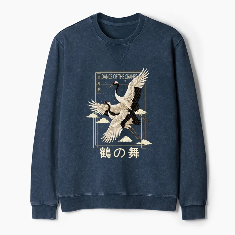 Tokyo-Tiger Dance Of The Cranes Washed Terry Sweatshirt