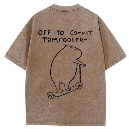 Tokyo-Tiger Capybara Is Ready To Do Something Bad Back Washed T-Shirt