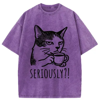 Tokyo-Tiger Cat's Suspicion Washed T-Shirt
