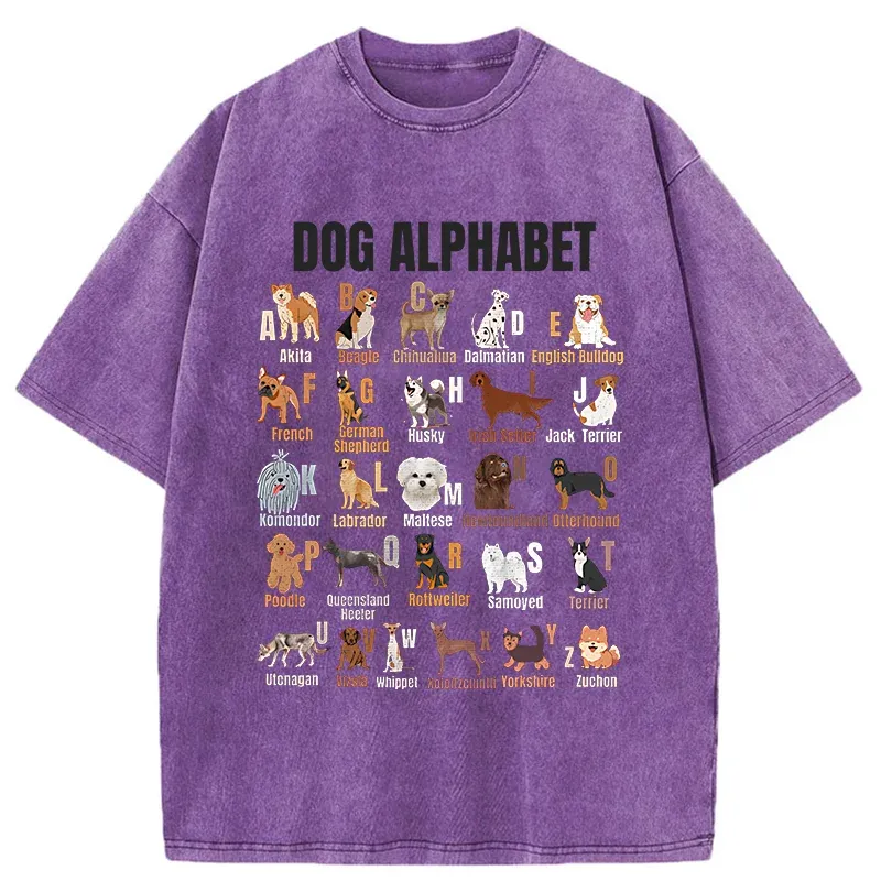 Tokyo-Tiger Alphabet For Dogs Washed T-Shirt
