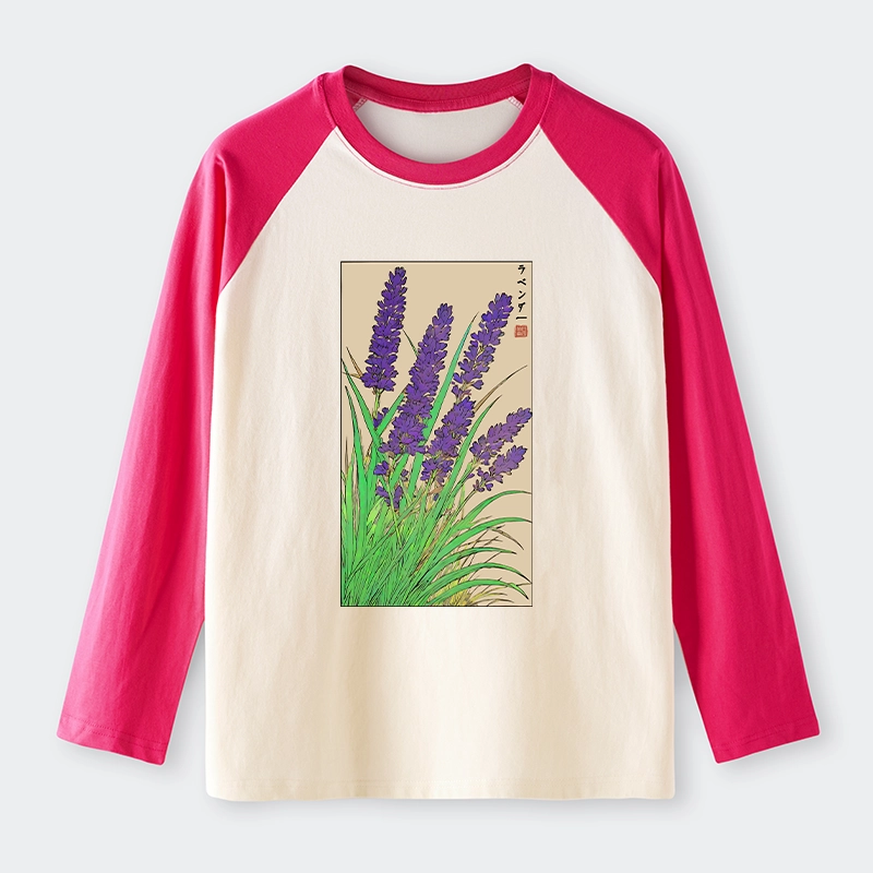 Tokyo-Tiger Japanese Lavender Raglan Long Sleeve T-shirt