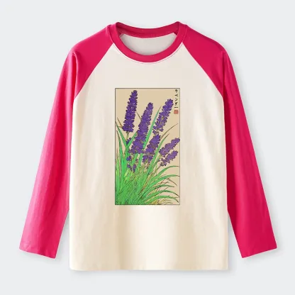 Tokyo-Tiger Japanese Lavender Raglan Long Sleeve T-shirt