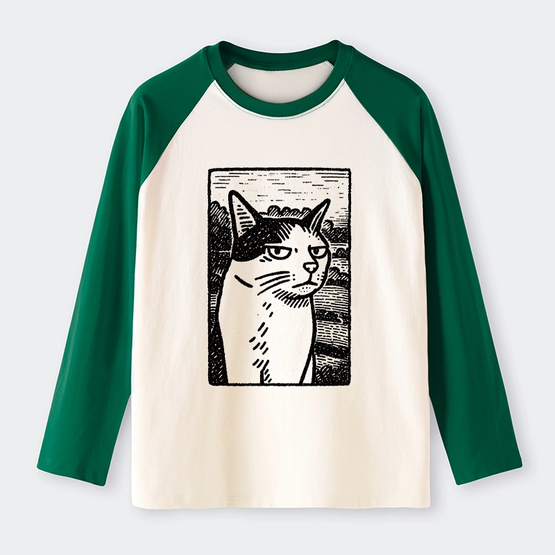 Tokyo-Tiger Cat's Hateful Eyes Raglan Long Sleeve T-shirt
