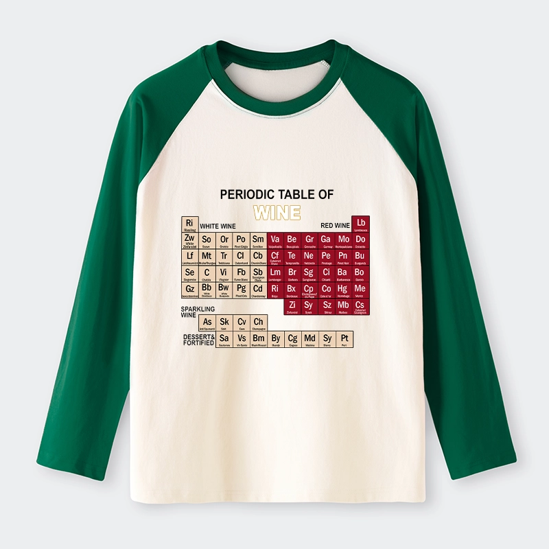 Tokyo-Tiger Table of Elements of Wine Raglan Long Sleeve T-shirt