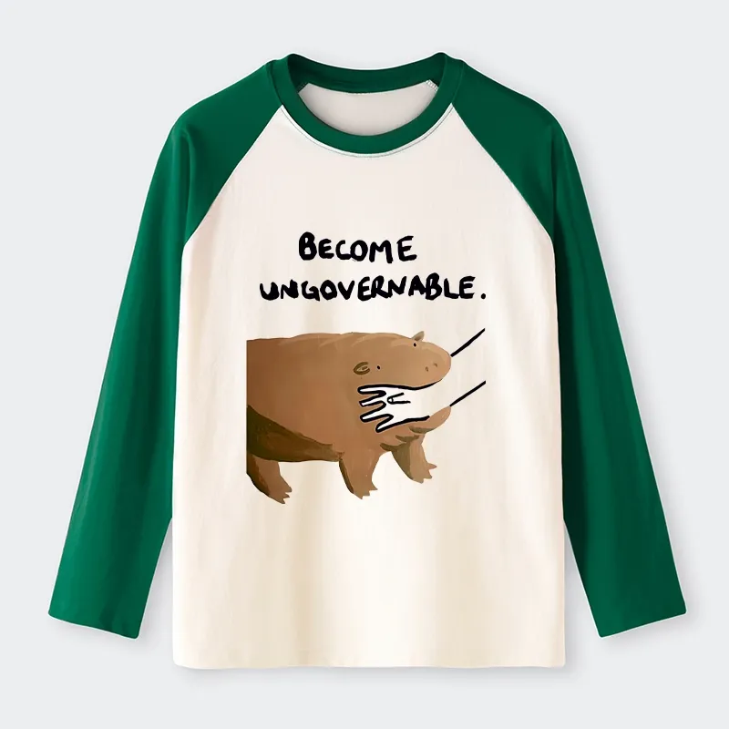 Tokyo-Tiger Moo Deng Bites Someone's Arm Raglan Long Sleeve T-shirt