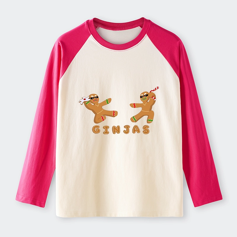 Tokyo-Tiger Gingerbread Ninja Raglan Long Sleeve T-shirt