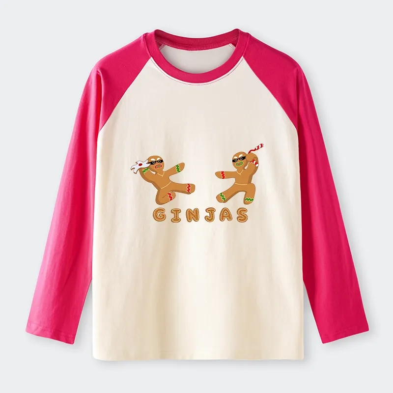 Tokyo-Tiger Gingerbread Ninja Raglan Long Sleeve T-shirt