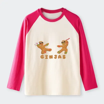 Tokyo-Tiger Gingerbread Ninja Raglan Long Sleeve T-shirt