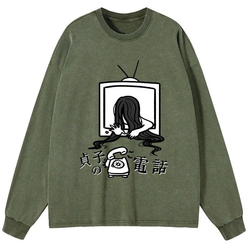 Tokyo-Tiger The Ring Sadako Washed Long Sleeve T-Shirt
