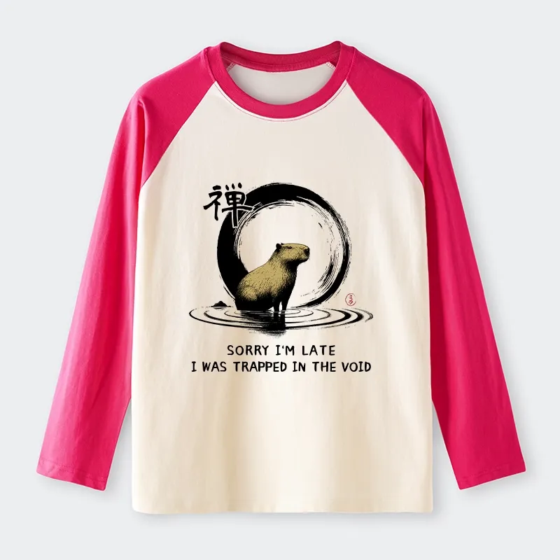 Tokyo-Tiger Zen Capybara Was Trapped In The Void Raglan Long Sleeve T-shirt
