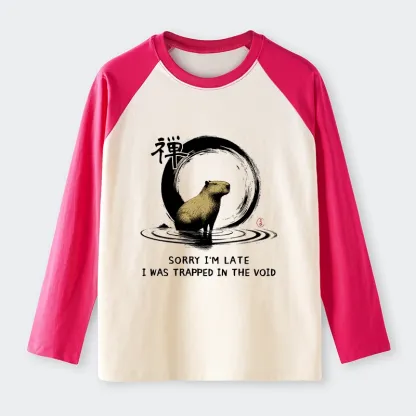 Tokyo-Tiger Zen Capybara Was Trapped In The Void Raglan Long Sleeve T-shirt