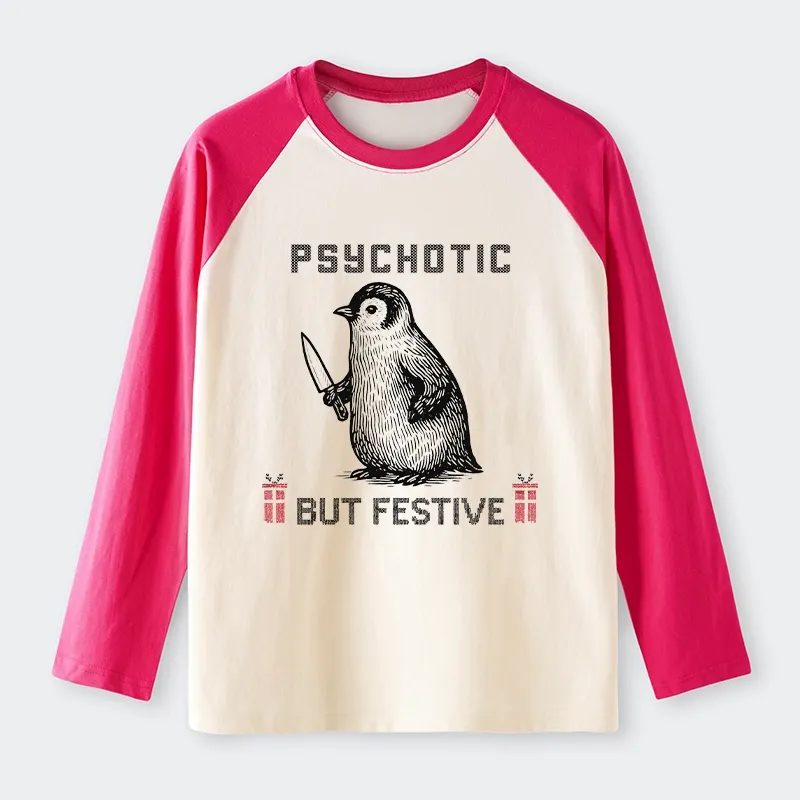 Tokyo-Tiger Overstimulated but Festive Christmas Raglan Long Sleeve T-shirt