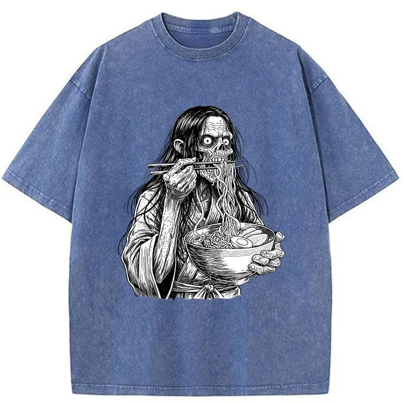 Tokyo-Tiger Ghost Eats Ramen Washed T-Shirt Sale