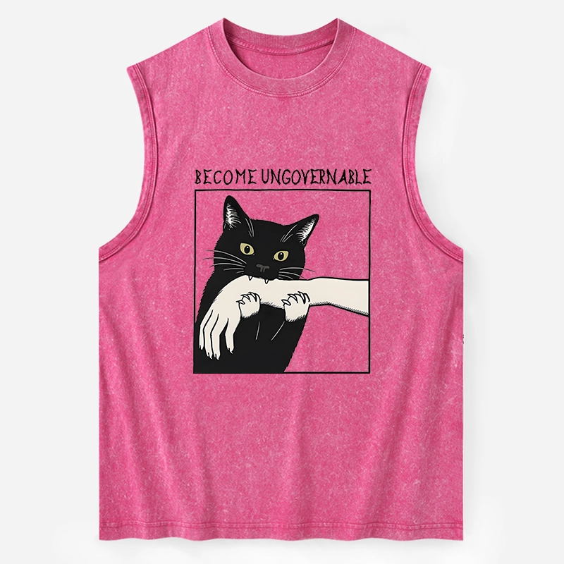 Tokyo-Tiger Black Cat Biting Washed Tank