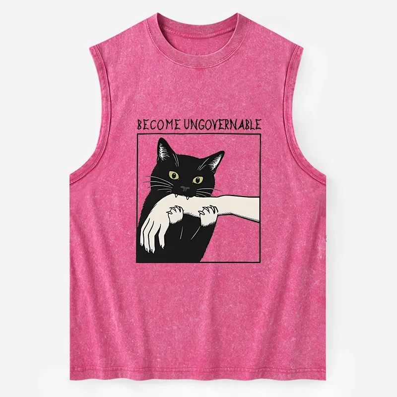 Tokyo-Tiger Black Cat Biting Washed Tank