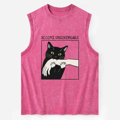 Tokyo-Tiger Black Cat Biting Washed Tank