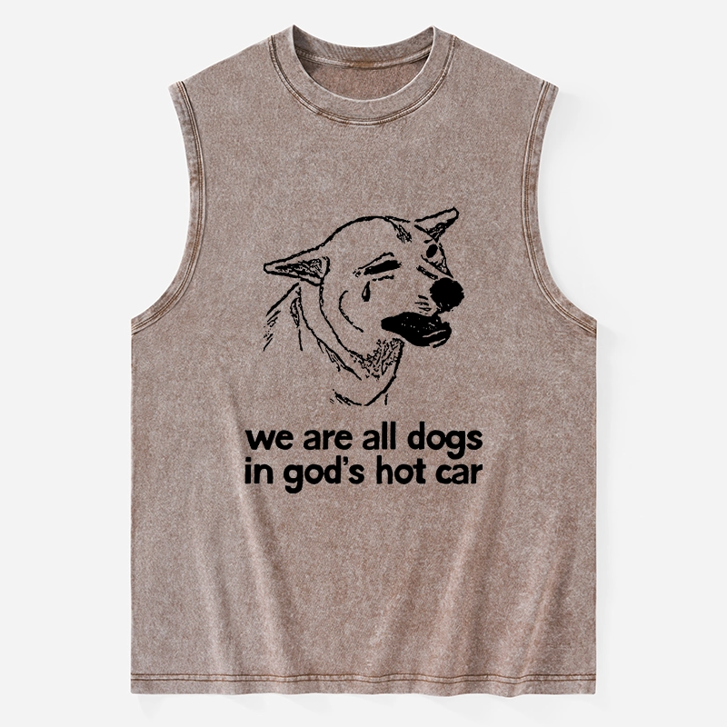 Tokyo-Tiger Sad Dog Funny Washed Tank