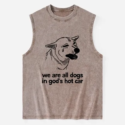 Tokyo-Tiger Sad Dog Funny Washed Tank