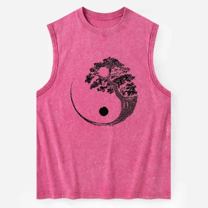 Tokyo-Tiger Yin-Yang Tai Chi Tree Washed Tank