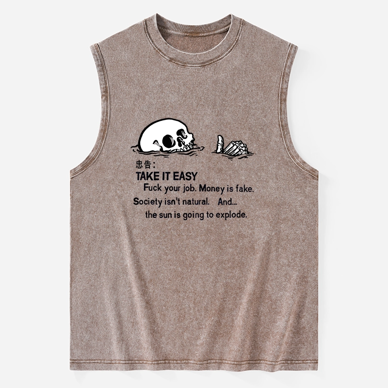 Tokyo-Tiger Skeleton Ridicule Washed Tank