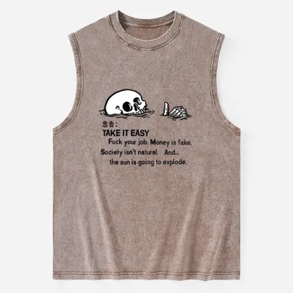 Tokyo-Tiger Skeleton Ridicule Washed Tank