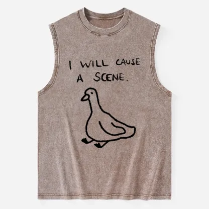 Tokyo-Tiger Stupid Goose Funny Japan Retro Washed Tank