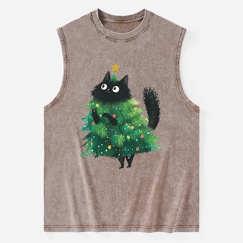 Tokyo-Tiger Christmas Tree Cat Japan Washed Tank