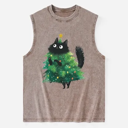 Tokyo-Tiger Christmas Tree Cat Japan Washed Tank