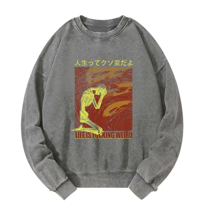 Tokyo-Tiger Skeleton Life is Fu Washed Sweatshirt