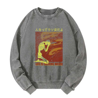 Tokyo-Tiger Skeleton Life is Fu Washed Sweatshirt