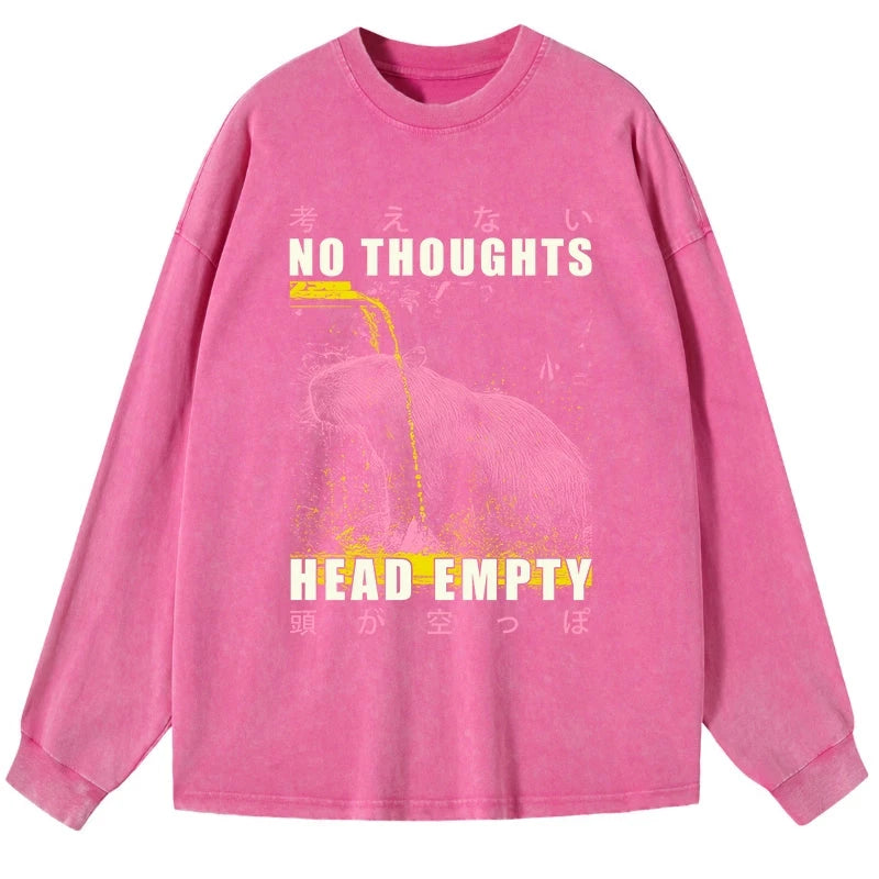 Tokyo-Tiger No Thoughts Head Empty Washed Long Sleeve T-Shirt
