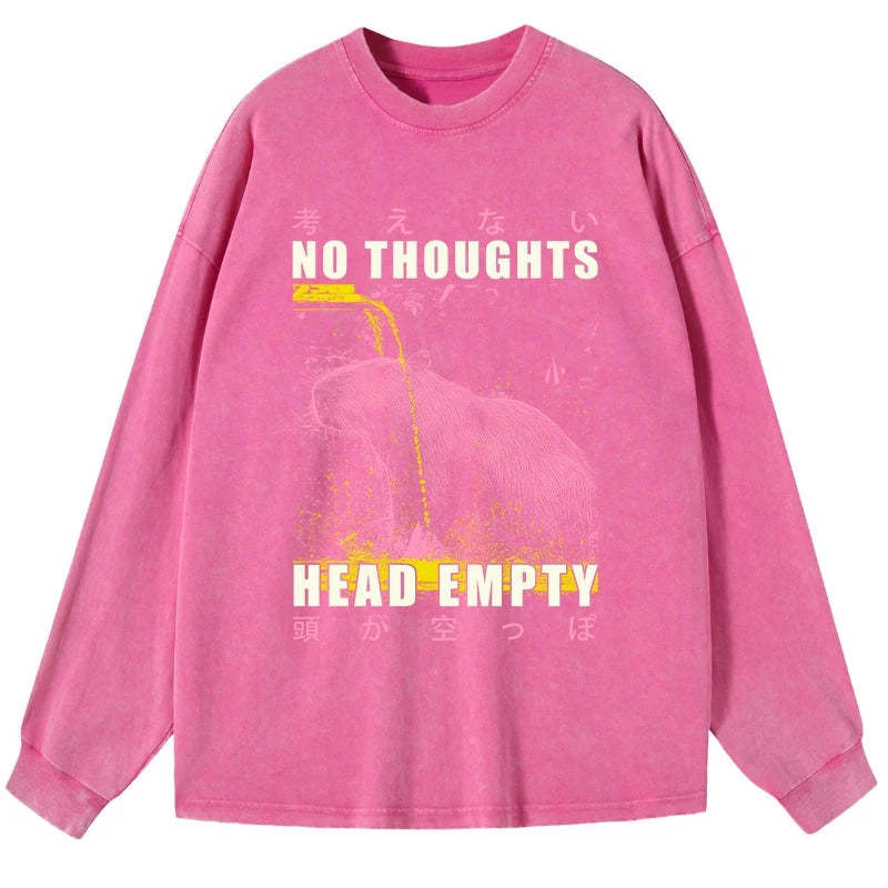 Tokyo-Tiger No Thoughts Head Empty Washed Long Sleeve T-Shirt Sale