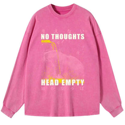 Tokyo-Tiger No Thoughts Head Empty Washed Long Sleeve T-Shirt