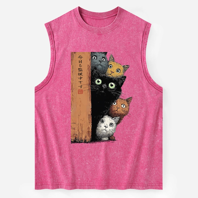 Tokyo-Tiger Five Cats Are Watching You Washed Tank