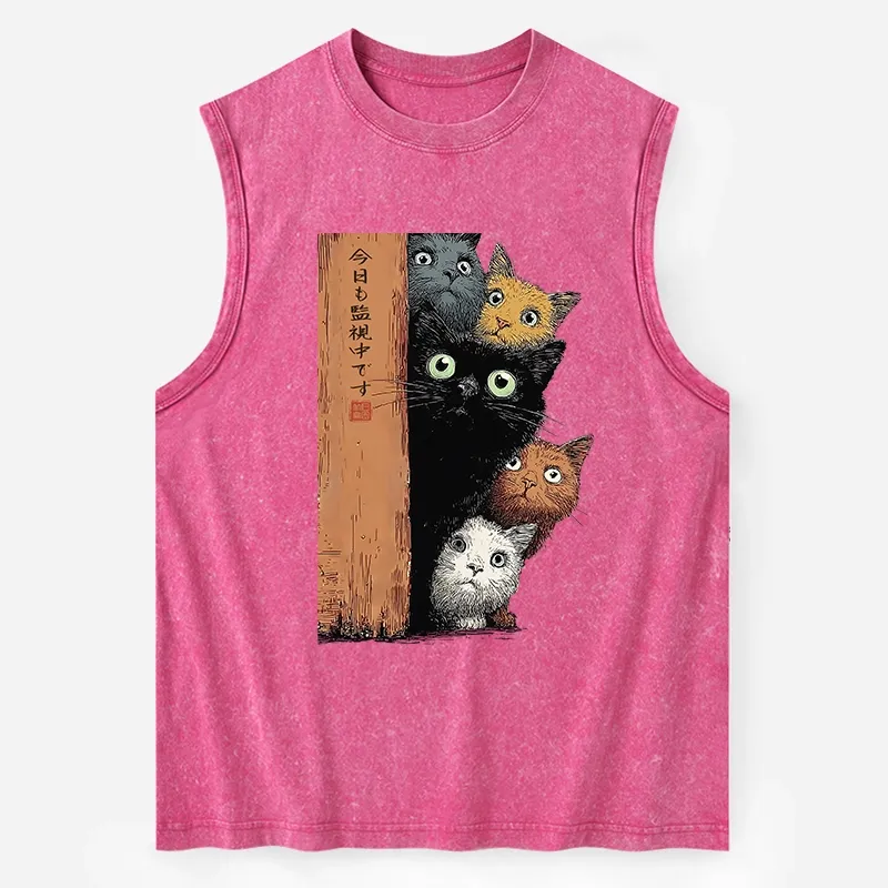 Tokyo-Tiger Five Cats Are Watching You Washed Tank