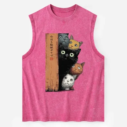 Tokyo-Tiger Five Cats Are Watching You Washed Tank