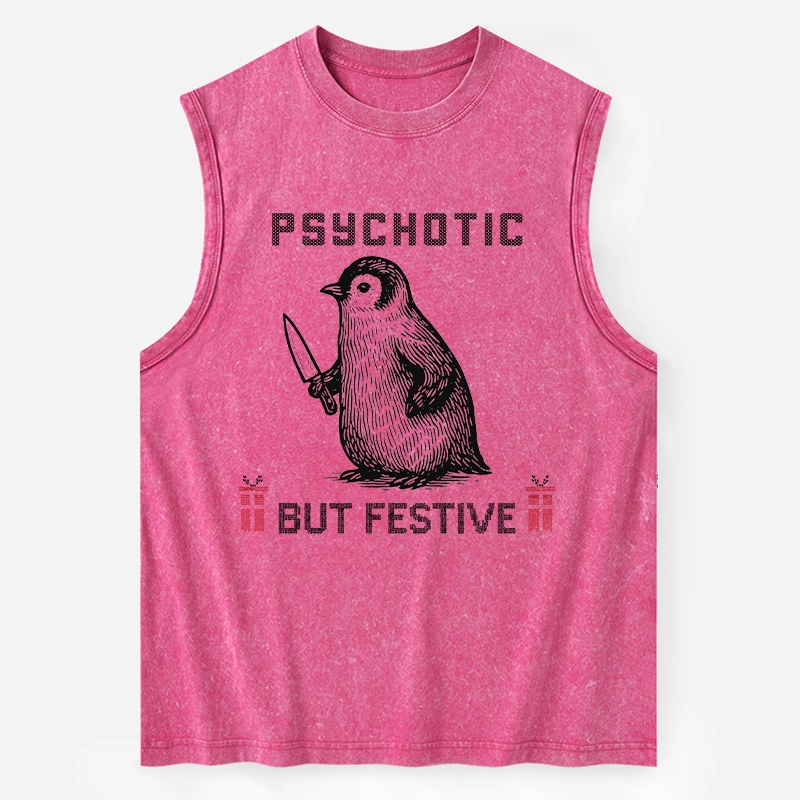 Tokyo-Tiger Overstimulated but Festive Christmas Washed Tank