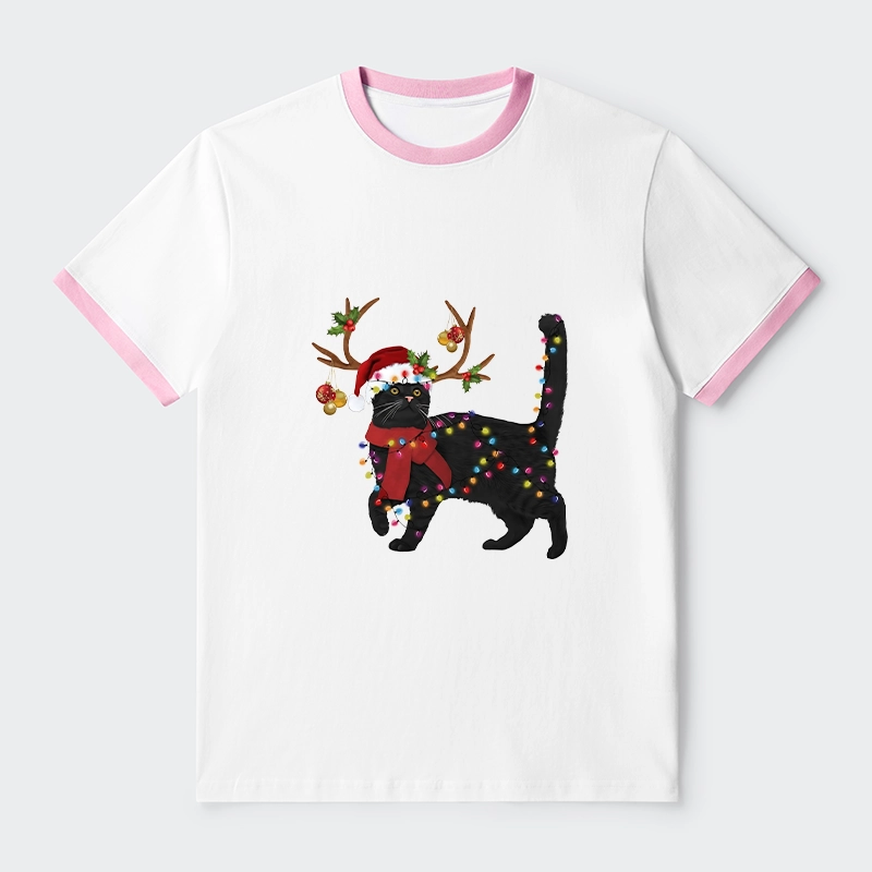 Tokyo-Tiger Christmas Black Cat Trim T-Shirt