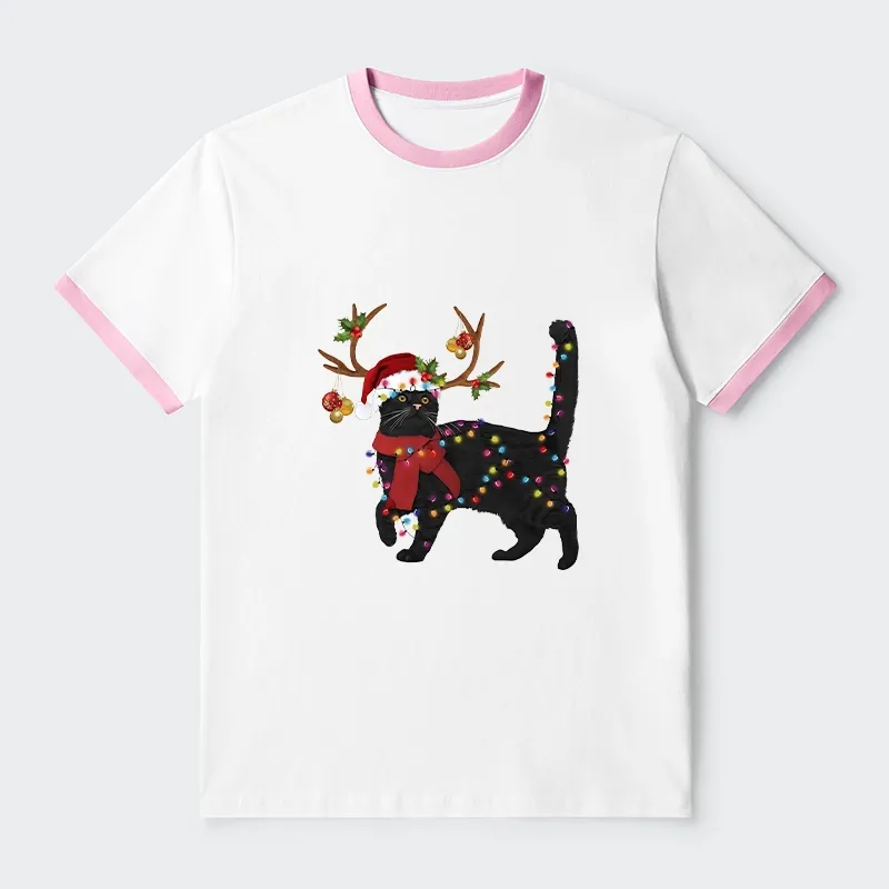 Tokyo-Tiger Christmas Black Cat Trim T-Shirt