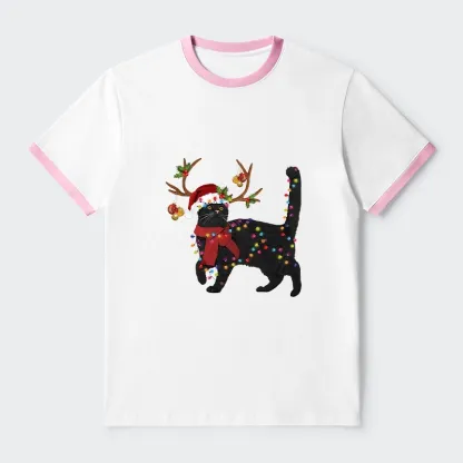 Tokyo-Tiger Christmas Black Cat Trim T-Shirt