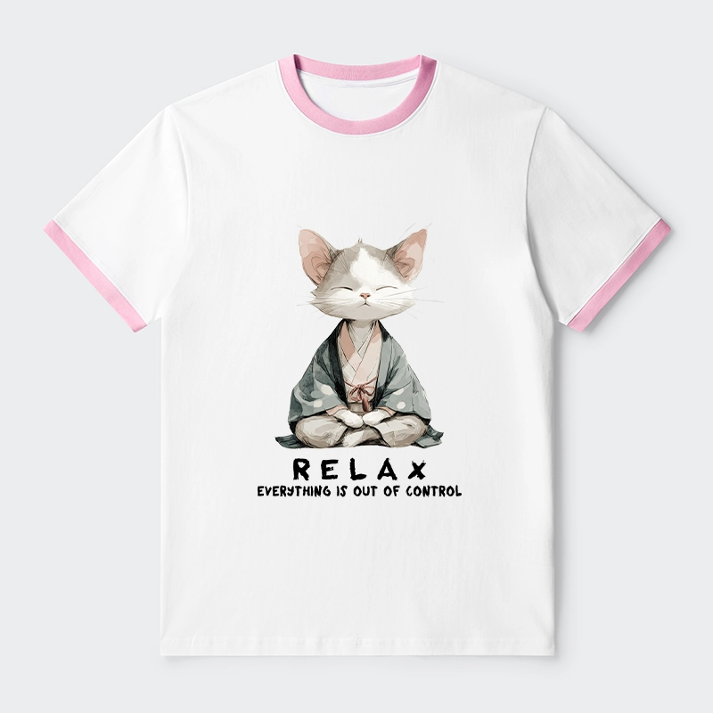 Tokyo-Tiger Zen Cat Relaxation，Everything's Out Of Control Trim T-Shirt