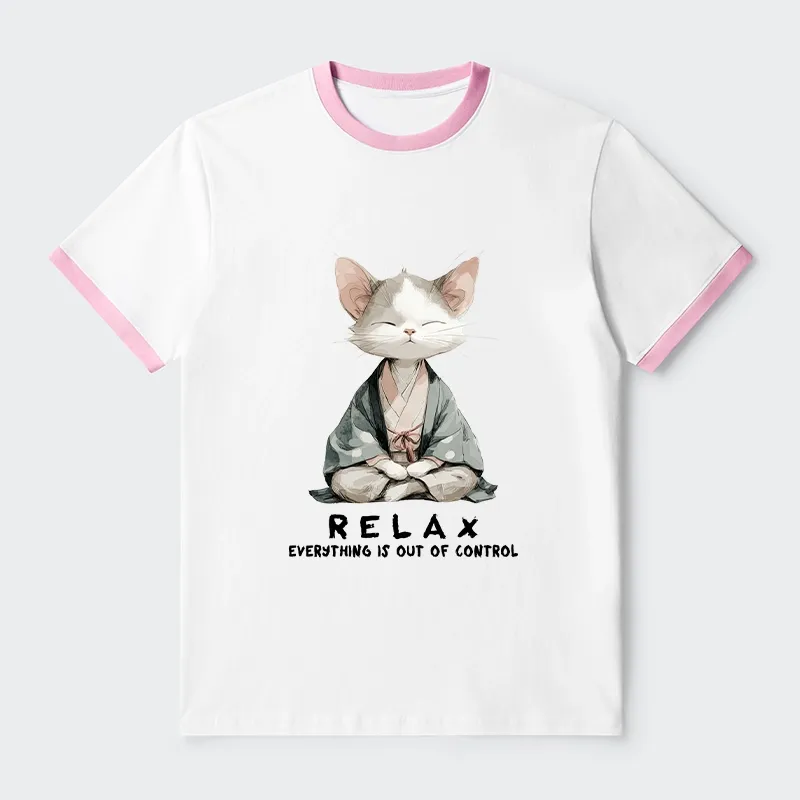 Tokyo-Tiger Zen Cat Relaxation，Everything's Out Of Control Trim T-Shirt