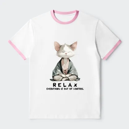 Tokyo-Tiger Zen Cat Relaxation，Everything's Out Of Control Trim T-Shirt
