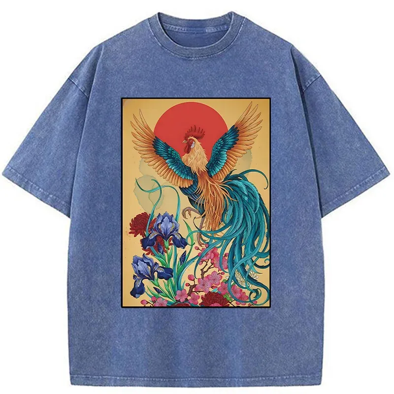Tokyo-Tiger Phoenix Chicken Washed T-Shirt Sale