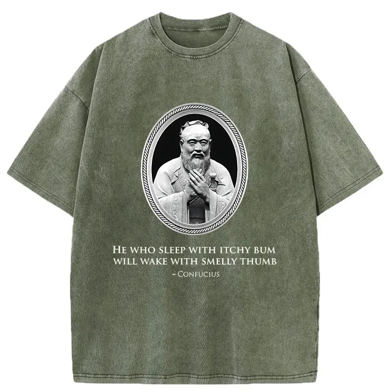 Tokyo-Tiger Funny Quotes From Confucius Washed T-Shirt