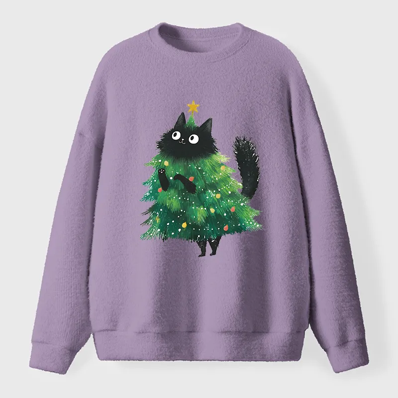 Tokyo-Tiger Christmas Tree Cat Japan Fuzzy Sweatshirt
