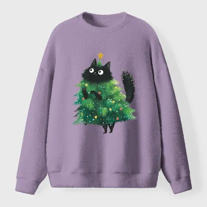 Tokyo-Tiger Christmas Tree Cat Japan Fuzzy Sweatshirt