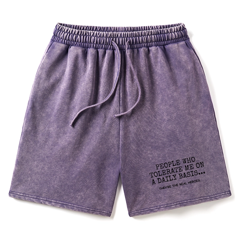 Tokyo-Tiger Anyone Who Puts Up With Me Is A Hero Washed Shorts