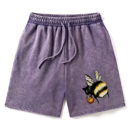 Tokyo-Tiger Cute Catbee Butt Washed Shorts