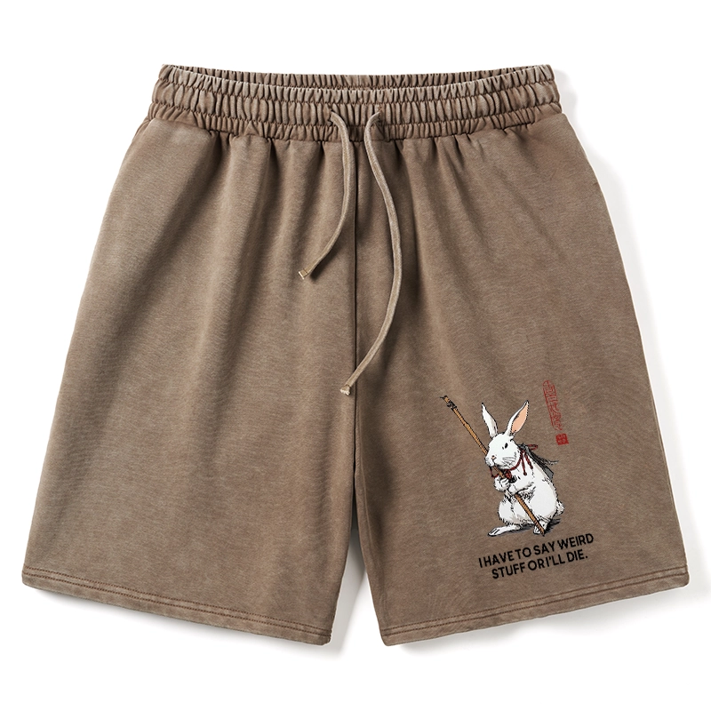 Tokyo-Tiger Rabbit Gotta Say Weird Stuff Or Die Washed Shorts